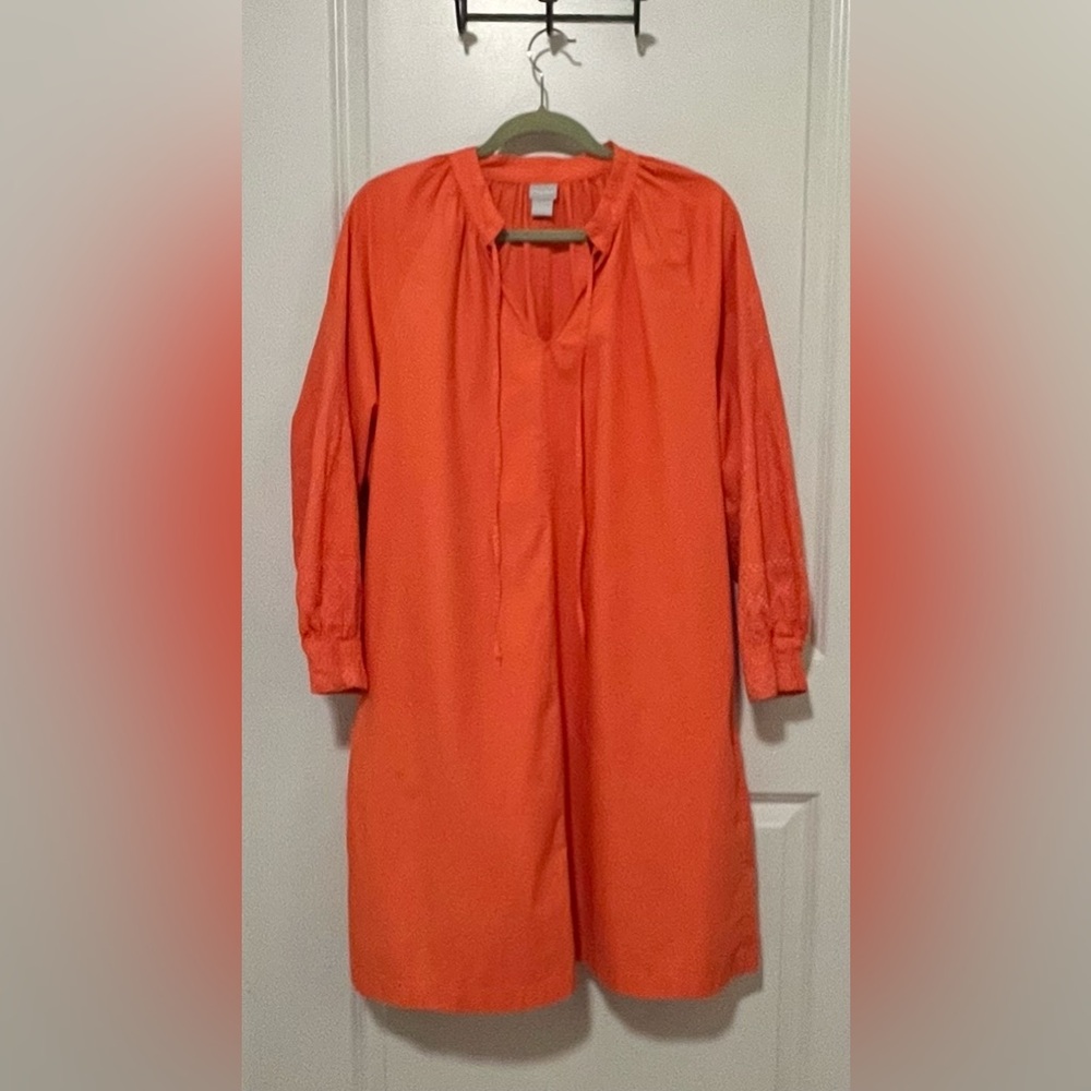 Chicos orange cotton midi dress